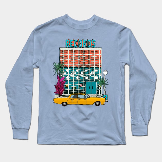 Breeze Block Record Store and Plants Long Sleeve T-Shirt by jenblove